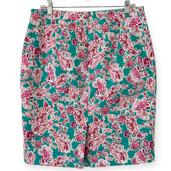 J Crew Factory Floral Printed Pencil Skirt Pink Sea Foam Summer 24 - Picture 5 of 16